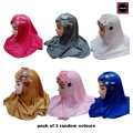 Pack Of 3 Multicolor Makhna Head Scarf Kids Hijab For Girls, Black, White Mix Color - Fashionable And Vibrant Hijabs For A Stylish Appearance. 