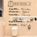 SmileArt Toilet Rules Wall Quotes Design Bathroom Rules Wall Decals Sayings TOILET RULES Removable Stickers Toilet Art Quote Sticker for Bathroom Hotel Bar Restroom Home Decor. 