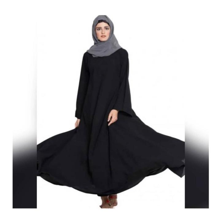 Maxy Umbrella Style Hijab Abaya For Girls/Ladies Chiffon Material Abaya With Proper Outfit Including Black Scarf-Black color