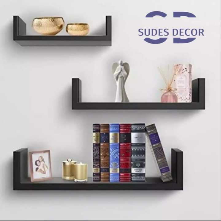 Wall hanging Floating Shelves, Book Shelf, U shaped floating wall shelves  Display decorative items, display Rack for Room, Kitchen, living room. Set of 3 Piece
