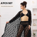 4Pcs Premium Transparent Net See Through Bridal Nighty Set | Women's nightwear 4pcs |. 