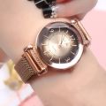 Women Watch Geometric Roman Numeral Quartz Ladies Watch Magnet Buckle Mesh Strap Wrist Watch Gold Reloj Mujer. 