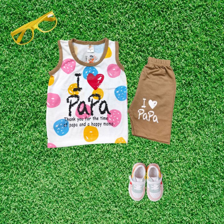 Baby%20Boy%20Cute%20Dress%20O%20Neck%20Round%20Neck%20Cotton%20Jersey%20Love%20Papa%20Printed%20Summer%20Collection%20Body%20Suit%20-%20Image%203