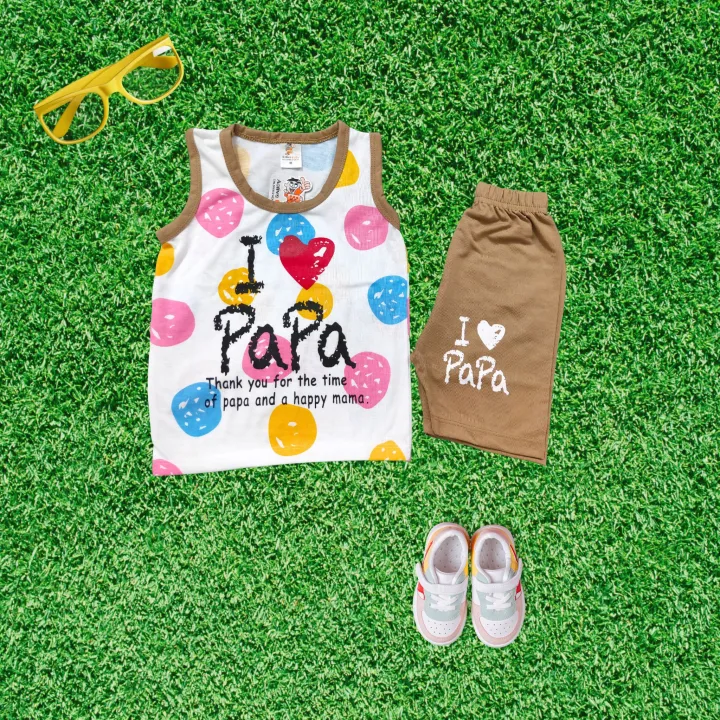 Baby%20Boy%20Cute%20Dress%20O%20Neck%20Round%20Neck%20Cotton%20Jersey%20Love%20Papa%20Printed%20Summer%20Collection%20Body%20Suit%20-%20Image%203