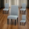 Dining Chair Covers - Light Grey - 6 Seater - Mash Fabric Chair Covers - Dining Chair Fitted Covers - Stretchable Chair Covers - Elastic Chair Slipcovers - Washable Dining Chair Protectors - Vouis London. 