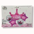 HAPPY BIRTHDAY PRINCESS FOIL BALLOON SET PACK OF 5 FOIL BALLOONS. 