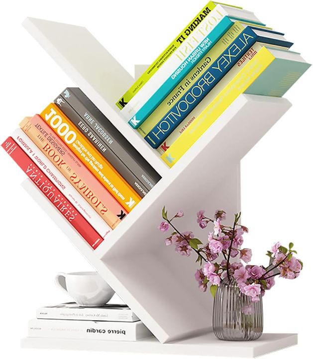 Tree-shaped bookshelf Desktop tree bookshelf 3-tier Bookcase Book rack ...