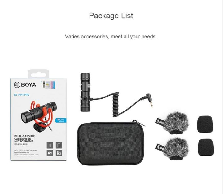 3 Years Warranty - BOYA Dual-Capsule Condenser Microphone by-MM1 PROAndroid Camera Camcorder PC
