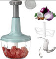 Hand chopper Manual Food Chopper, 1500ML Speedy Chopper with 3 Curved Stainless Steel Blades, Handheld Vegetable Chopper/Mincer/Blender to Chop Fruits Onions/Nuts/Ginger/Herbs/Garlics/Vegetables. 