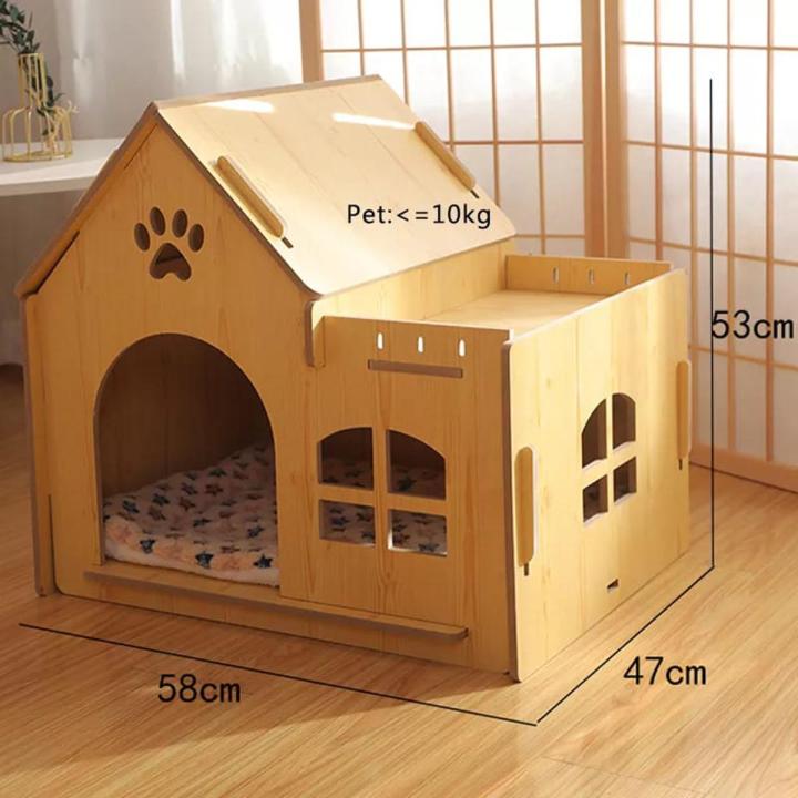wooden cat house, winter imported cat bed house cat shelter plywood hide house for cats, rabbits, small dogs with out carpet