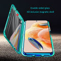 Biruiqu For Redmi Note 12 Pro 4G Magnetic Absorption Case Metal Frame Shockproof Double Sided Tempered Glass Magnetic Case Cover. 