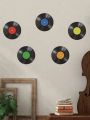 5pcs/Aesthetic Vinyl Records Pattern Wall Decor,12 Inches Original Lps Vintage records(Black Colour) Gramaphone vinyl record for decoration in home  Non.Adhesive Waterproof Wall Art Decal, For Home Decor,Black round decoration. 