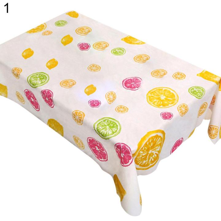 Fruit Leaf Print Tablecloth Oil Proof PVC Wrinkle Resistance Tea Table Cover Home Textile