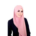 High Quality Popular Design Speediness Pure Color Bubble Chiffon Hijab Convenient Style Double Loop Instant Hijab - Beige. 