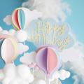 Hot Air Balloon Cake Topper Happy Birthday Party Decor Kids Boy Girl Clouds Cake Decor Birthday Party. 