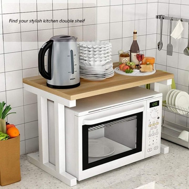 Microwave Rack Extension Microwave Oven Rack Double Horizontal Kitchen Shelf Multi-Function Kitchen Storage Rack