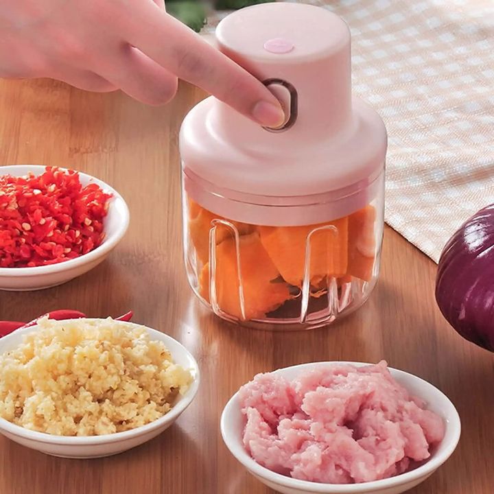 Wireless Portable Mini Electric Food Chopper USB Machine for meat and vegetables – Stainless Steel – 250ml – Rechargeable