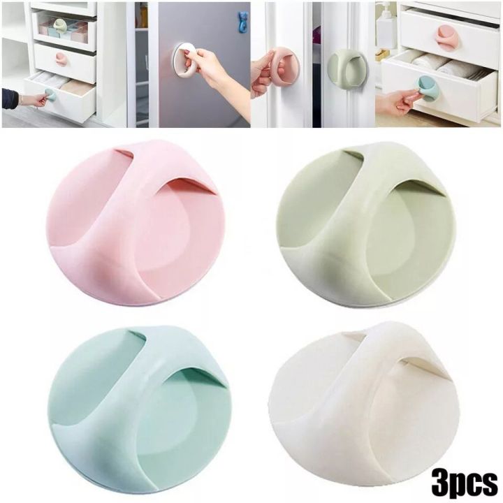 Pack Of 3 Glass Window Sliding Door Strong And Seamless Adhesive Auxiliary Handle Household Refrigerator Cabinet Suction Cup Handle