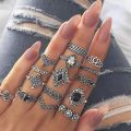 15 pcs/set Silver Ring set women Wedding Anniversary rings for girls. 