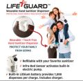 LIFE+GUARD WEARABLE TOUCHLESS HAND SANITIZER DISPENSER. Automatic sensor operation. Refillable with any hand sanitizer gel. Belt and lanyard mounts included.. 