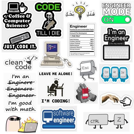 Programming collection 18 pcs Coding sticker Aesthetic Doodle Stickers ...