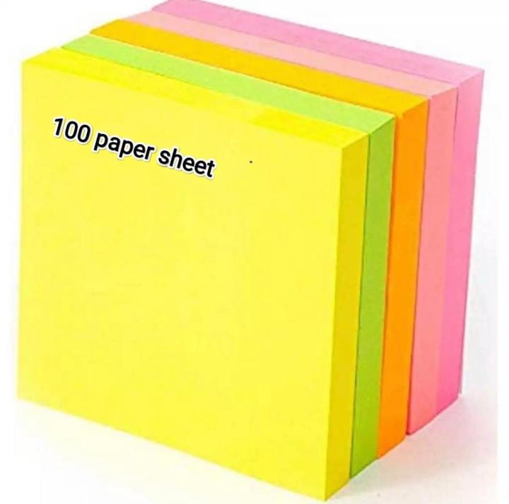 multi color pack Sticky notes for book, to-do's, multiple stickers pack of 100- sticky notes (Size 3inch x 3inch)