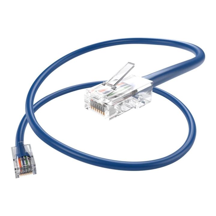 Cat6e 1 Meter 100% Copper Ethernet Cable, 23AWG Network Cable with RJ45 Gold Plated Connector, 4 Pair Stranded Bare Copper, Bootless Unshielded Twisted Pair (UTP) Internet Patch Cable, Blue, Cable Wholesale