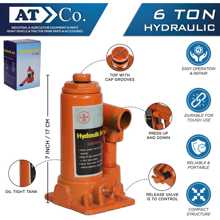 Car Hydraulic Jack With Manual Handle Heavy Duty 6 Ton, Adjustable Vertical Hydraulic Bottle Jack, Autogear Heavy-duty Lifting Hydraulic Bottle Jack For Automobiles