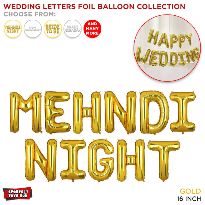 Mehendi & Maiyu Foil Balloon Theme Collection For Decoration Your Celebration Place, Home, Lawn, Garden, Ceremony Function Ubtaan, Haldi, Dholki, Raat Jaaga Decor Supplies Photo Booth Prop : gLJLrfLU