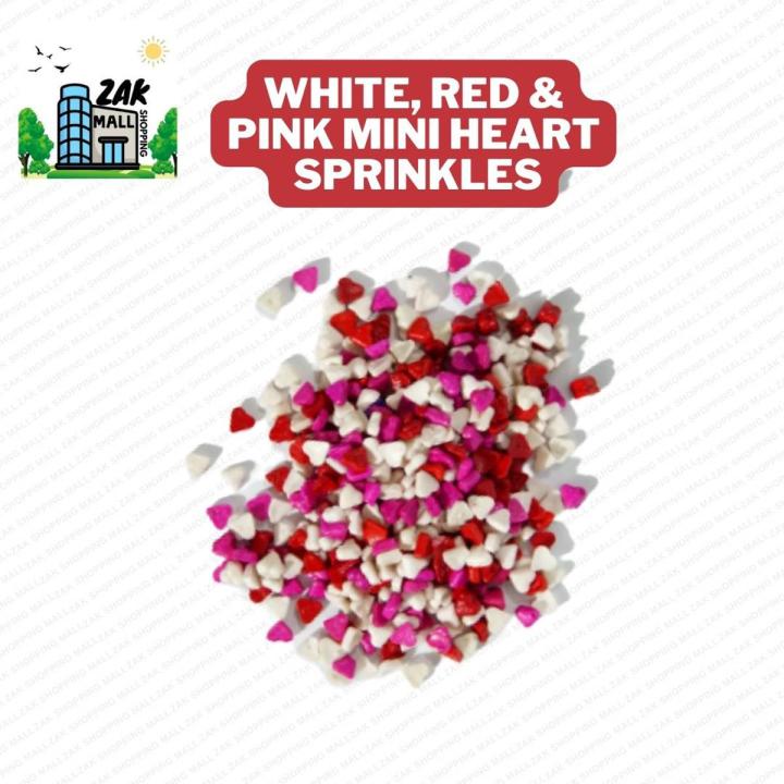 Small Heart Sprinkles for Cake Decorations - White, Red & Pink Mini Heart Shape Sprinkles for Cupcakes, Donuts, & Bakery Items – Small Heart shape Sprinkles for Anniversaries, Birthdays, Mother’s Day, Baby Shower, New year & Other events – 25 Grams
