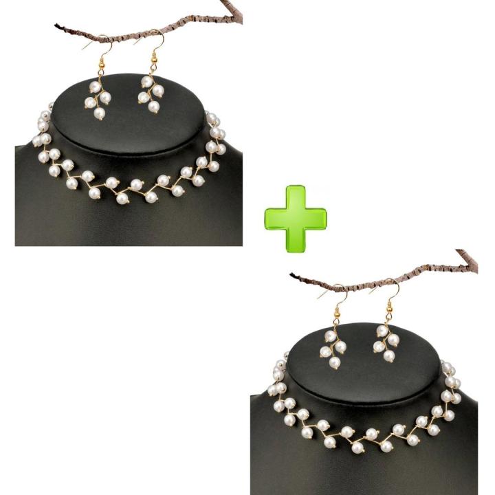 New Hot Fashion Jewellery Set Pearl Choker Necklace Ladies Collar Cross Strand Beads Chokers Love Pendant Necklace Bohemian Neck Chocker Necklace Jewelry Birthday Gift for Women Girls