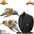 Fashion Coat Pin Brooch - Men Eagle Feather with Nug Brooch Pin - Golden - Jewelry Men’s Suit Coat Lapel Pins Shirt Collar Accessories. 