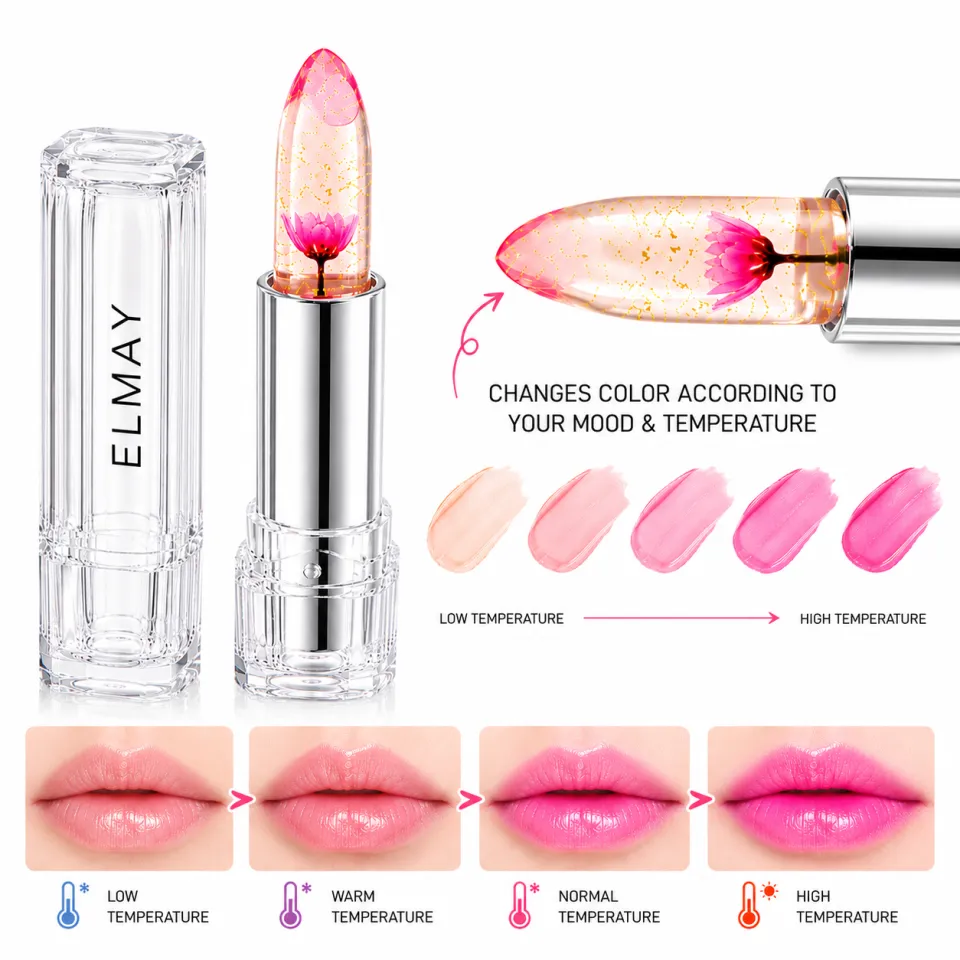 Flower Jelly Transparent Lipstick Change Color Long Lasting Waterproof  Jelly Lipstick