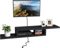 Wall Mounted TV Stand, Media Console Stand, 60” TV Storage Shelf, Floating TV Stand Entertainment Shelf for Living Room, Bedroom, Walnut. 