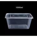 Pack of 10/20/50 1000 ML. Microwave Disposable Food Storage Boxes - Clear Transparent Plastic Clear Container Lunch Box, Plastic Box with lid. 