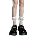 Women Sheer Mesh Socks, Sweet Lolita Style Cross Pattern Slouch Socks Transparent Tulle Socks. 