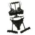 MissFortune saxy Exquisite Lace Lingerie Bra+Garter+Briefs Set Babydoll Cut-Out Sleepwear. 