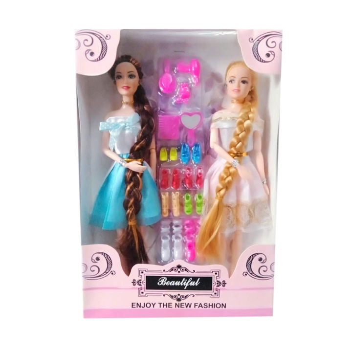 Flexible Barbie Dolls Set of 2 Moveable Joints and Quality Material for Creative Play