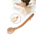 2 Pieces Wooden Bath Shower Brush- Long Handle, Back Body Bath Brush. 