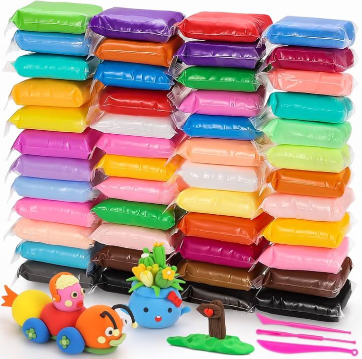 36 / 50 / 100 Pcs - Air Dry Polymer Foamic Clay Dough For Educational Creativity Molding Shapes Activity Slime Toy For Kids Boys Girls Children Plasticine Safety Modeling Polymer Light Foam Fomic Clay Playdough Fun Playing Party Mind and Brain Play Toys
