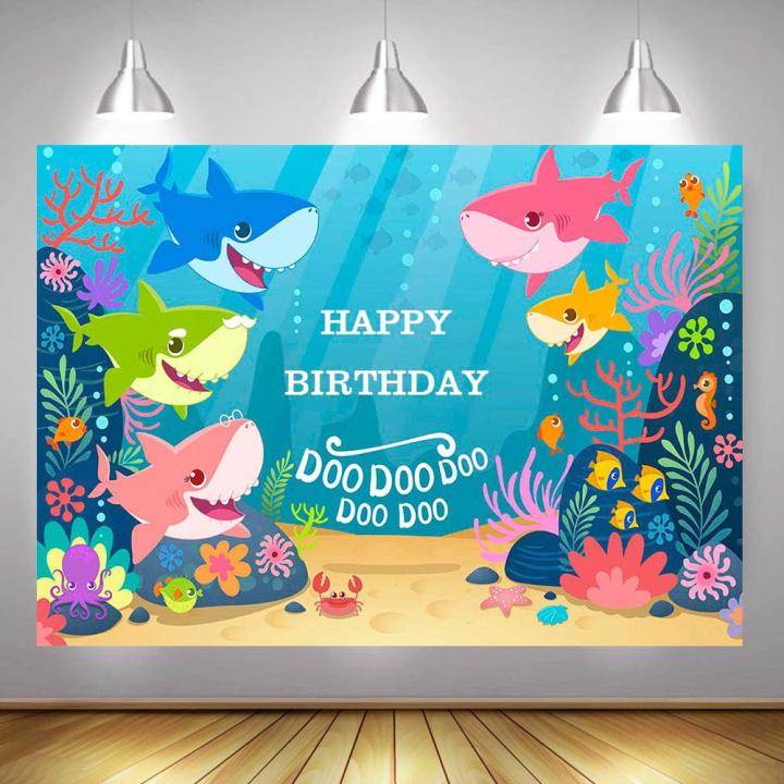 BABYSHARK Birthday Theme / Babyshark Backdrop Banner / Birthday theme decoration / panaflex / backdrop curtain for birthday / birthday accessories / party supplies / KIDS