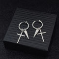 ES Bulletproof boy Park Jimin same style cross pointed cone earrings without pierced ear clips wholesale. 