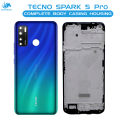 Tecno Spark 5 Pro Housing Middle Frame With Side Button and Camera Lens Complete Body Casing Replacement For Spark 5 Pro - Blue. 
