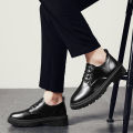 LAMALILI Business Leather Shoes For Men British Black Lace-up Shoes Casual Formal Leather Shoes. 