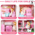 Beautiful Home Dream Become True DIY Assembled Game 4-Storey 11 Rooms and 3 Balconies Huge Big Doll House Villa Playset With Furniture & Accessories Children's Family DIY Pretend Dream House Castle Accessories Assembly Toy Girl Gift - Size Approx. 26 Inch. 