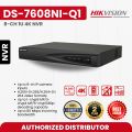 HIKVISION DS-7608NI-Q1  Network Products Network Video Recorders Pro Series (All)-H.265+/H.265/H.264+/H.264 video formats Supported NVR-Up to 80 Mbps incoming bandwidth NVR-Up to 8-ch IP camera inputs NVR. 
