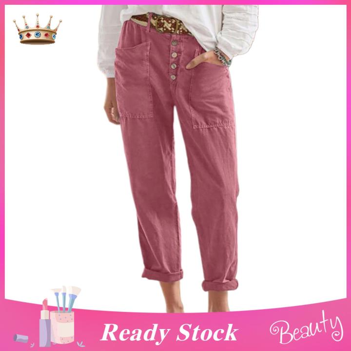 Wide-leg Pants Stylish Women's Casual Wide Leg Pants with Pockets Trendy Streetwear Trousers for Fashionistas Elegant Buttoned Pants