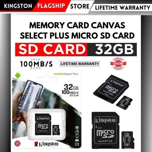 Kingston Memory Card MicroSD 32 GB - Lifetime Warranty - Canvas Select Plus