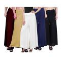 Pack of 5 Palazzo Plazo Pants Free Size for Women Relaxed Bottom Adult Palazzo Pants Viscose Palazzo Pants Regular Fit Flared Palazoo Pants Daily Use Stylish Plain Plazoo Trendz Cotton Viscose Loose Fit Flared Wide Leg Palazzo Plazoo - (Free Size) PATEL. 