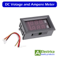 DC 100V 100A 3 Digit 5 Wires Red-Blue Digital LED Display Voltmeter With Shunt DC Volt/Amp Indicator by Electrica. 
